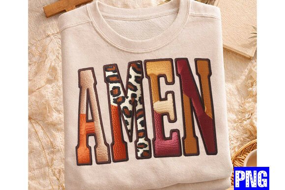 Amen Faux Embroidery PNG Patchwork