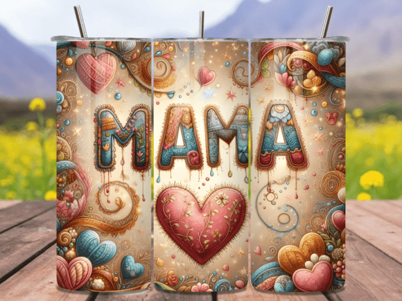 Boho Mama Heart Embroidery Tumbler Wrap