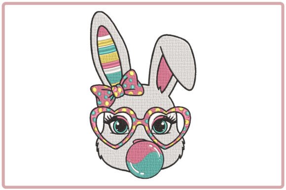 Bunny Bubblegum Embroidery Design