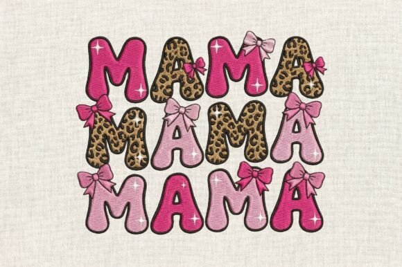 Coquette Leopard Mama Embroidery Design