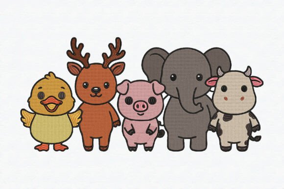 Cute Animal Embroidery Design