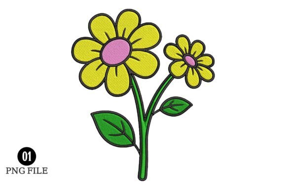 Cute Daisy Flower Embroidery Design