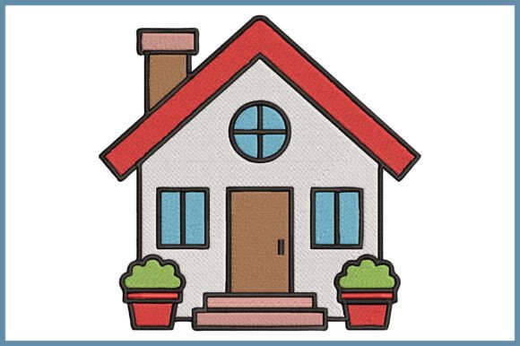 Cute House Embroidery Design