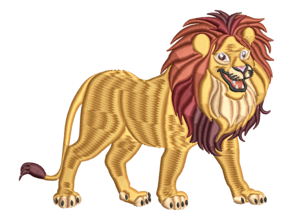 Detailed Mane Lion Embroidery Design