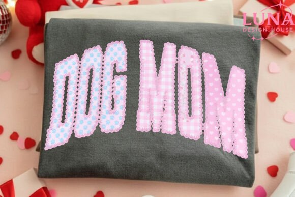 Dog Mom Faux Embroidery Valentine PNG