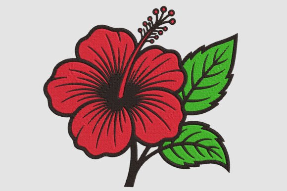 Embroidery Hibiscus Flower Design