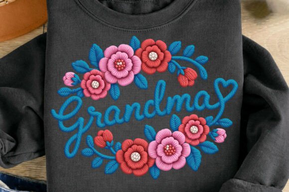 Floral Embroidery Grandma Mother’s Day