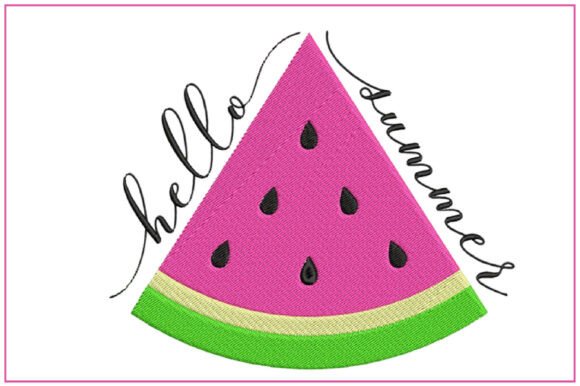 Hello Summer Watermelon Embroidery Design