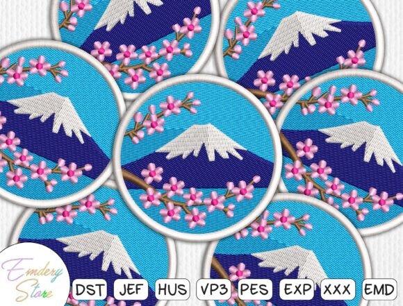 Japanese Landscape Patch Embroidery File