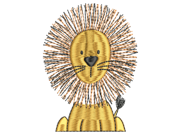 Minimal Cute Lion Embroidery Design