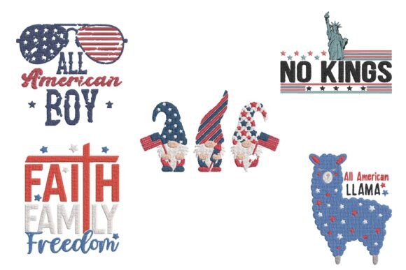 Patriotic USA Gnome Embroidery Design Bundle