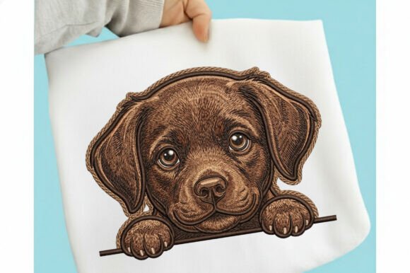Peeking Dog Embroidery Design