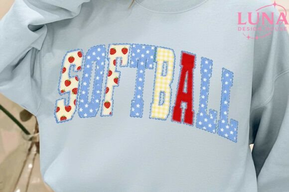 Softball Faux Embroidery Applique PNG