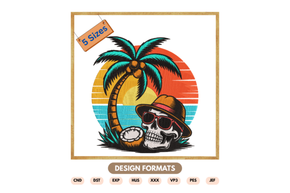 Summer Beach Machine Embroidery Design