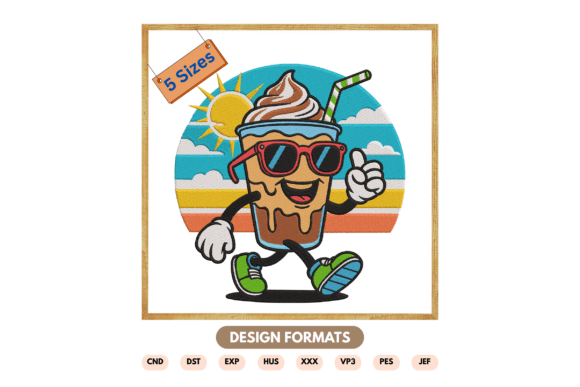 Summer Drink Cartoon Embroidery Design