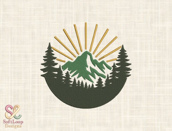 Sun Mountain Forest Embroidery