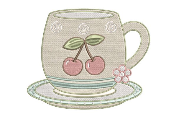 TEA CUP Embroidery Design