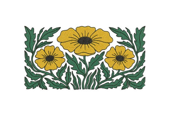 Yellow Flowers Embroidery Design